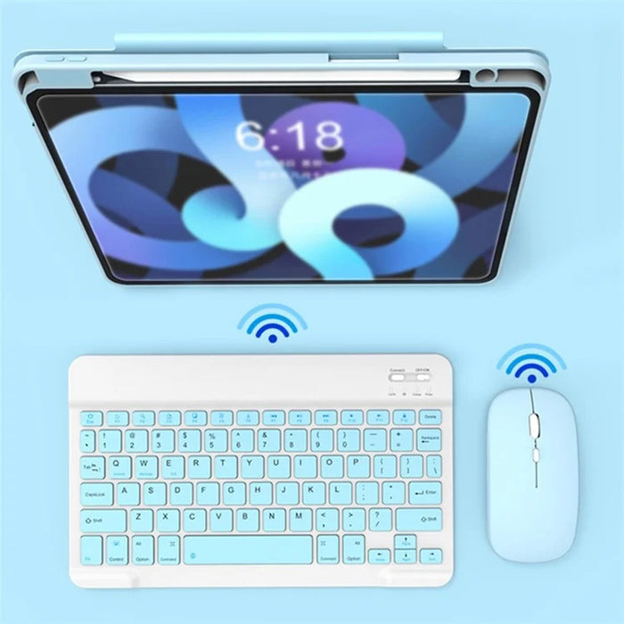 A11 For iPad Pro 11-inch (2018) / (2020) / (2021) / (2022) Bluetooth-compatible Keyboard Set with Mouse, Rotating Kickstand Tablet Case - Purple - 5