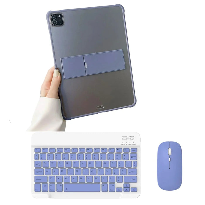 A11 For iPad Pro 11-inch (2018) / (2020) / (2021) / (2022) Kickstand Tablet Case Set with Bluetooth-compatible Keyboard, Mouse - Purple - 1