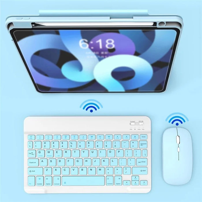 A11 For iPad Pro 11-inch (2018) / (2020) / (2021) / (2022) Kickstand Tablet Case Set with Bluetooth-compatible Keyboard, Mouse - Purple - 3