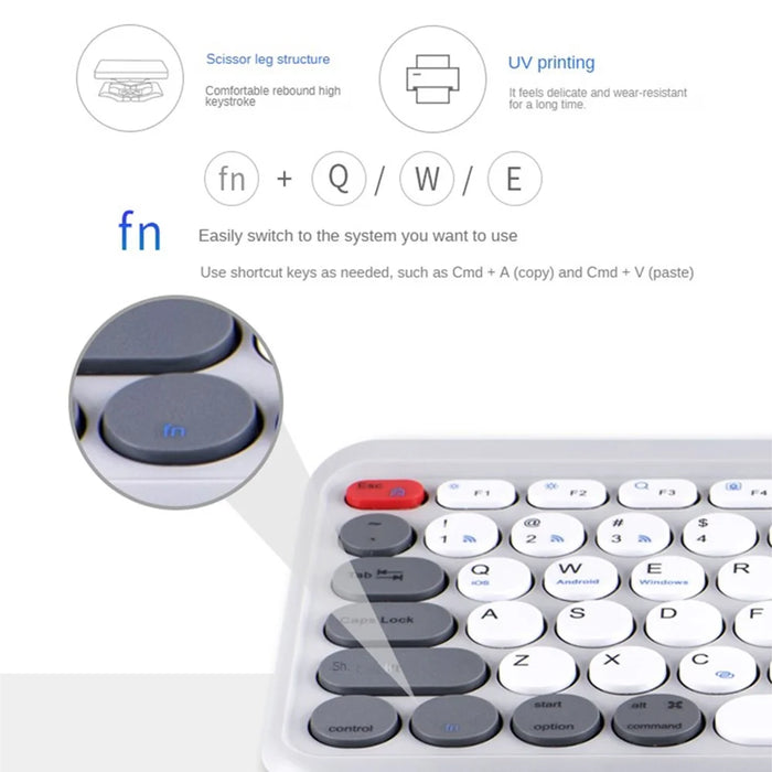 A201 Laptop Keyboard Bluetooth-compatible + Wireless 2.4G Computer Keyboard for Windows / 8-Pin / Android - Black - 5