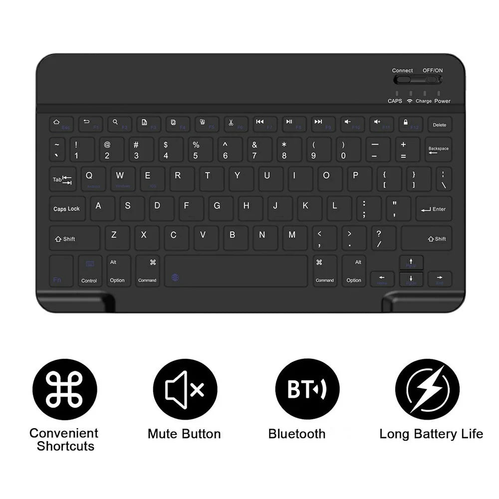 SK-X510 For Samsung Galaxy Tab S10 FE / S9 FE SM-X510 / X516 / X518 Bluetooth-Compatible Keyboard Tablet Case PU Flip Cover - Black - 2
