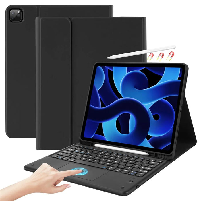 SK-1296 For iPad Pro 12.9-inch (2018) / (2020) / (2021) / (2022) Touchpad Bluetooth-compatible Keyboard with Protective Tablet Case - Black - 1