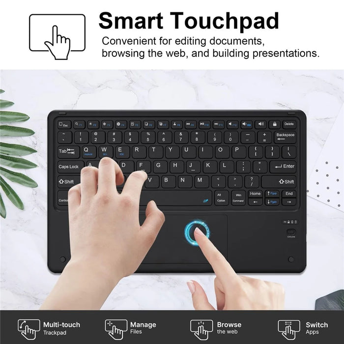 SK-1296 For iPad Pro 12.9-inch (2018) / (2020) / (2021) / (2022) Touchpad Bluetooth-compatible Keyboard with Protective Tablet Case - Black - 3