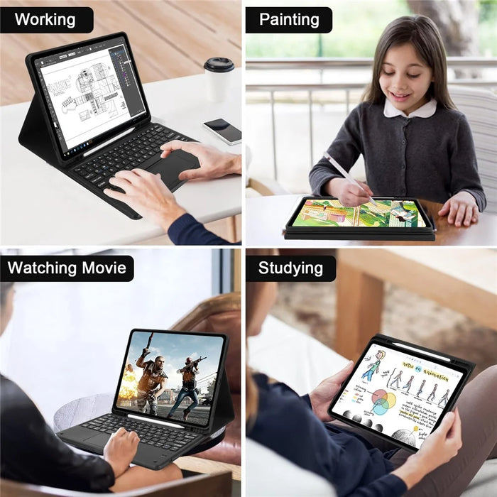 SK-1296 For iPad Pro 12.9-inch (2018) / (2020) / (2021) / (2022) Touchpad Bluetooth-compatible Keyboard with Protective Tablet Case - Black - 7