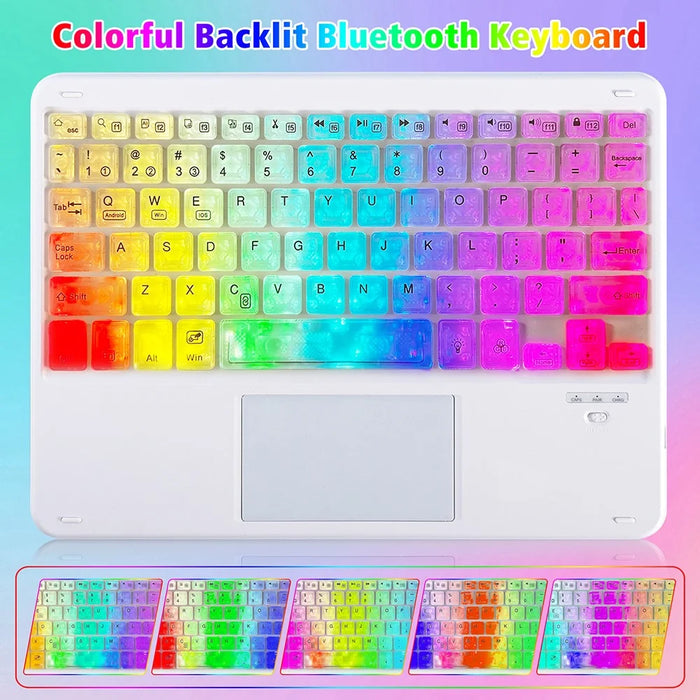 RG-1029D For iPad 10.2 (2021) /  (2019) / (2020) / Air 10.5 inch (2019) / Pro 10.5-inch (2017) Touchpad Bluetooth-compatible Keyboard with Tablet Case - Sky Blue - 5