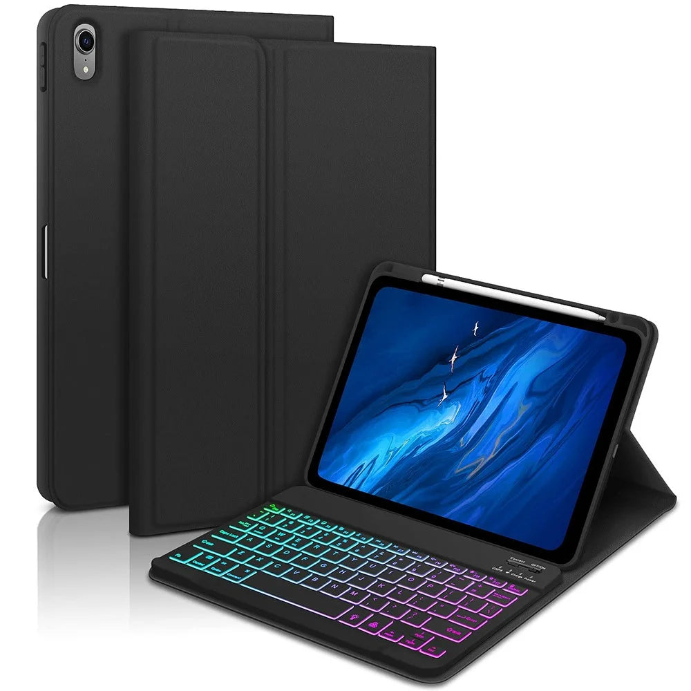 UP-1099 For iPad (2025) / 10.9 (2022) Shockproof Tablet Case with Backlit Bluetooth-Compatible Keyboard - 1