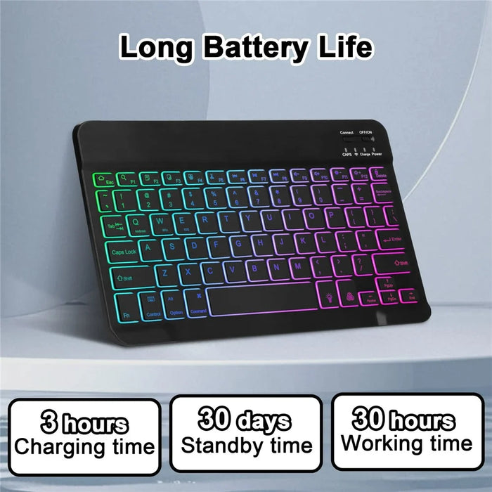 UP-1099 For iPad (2025) / 10.9 (2022) Shockproof Tablet Case with Backlit Bluetooth-Compatible Keyboard - 7