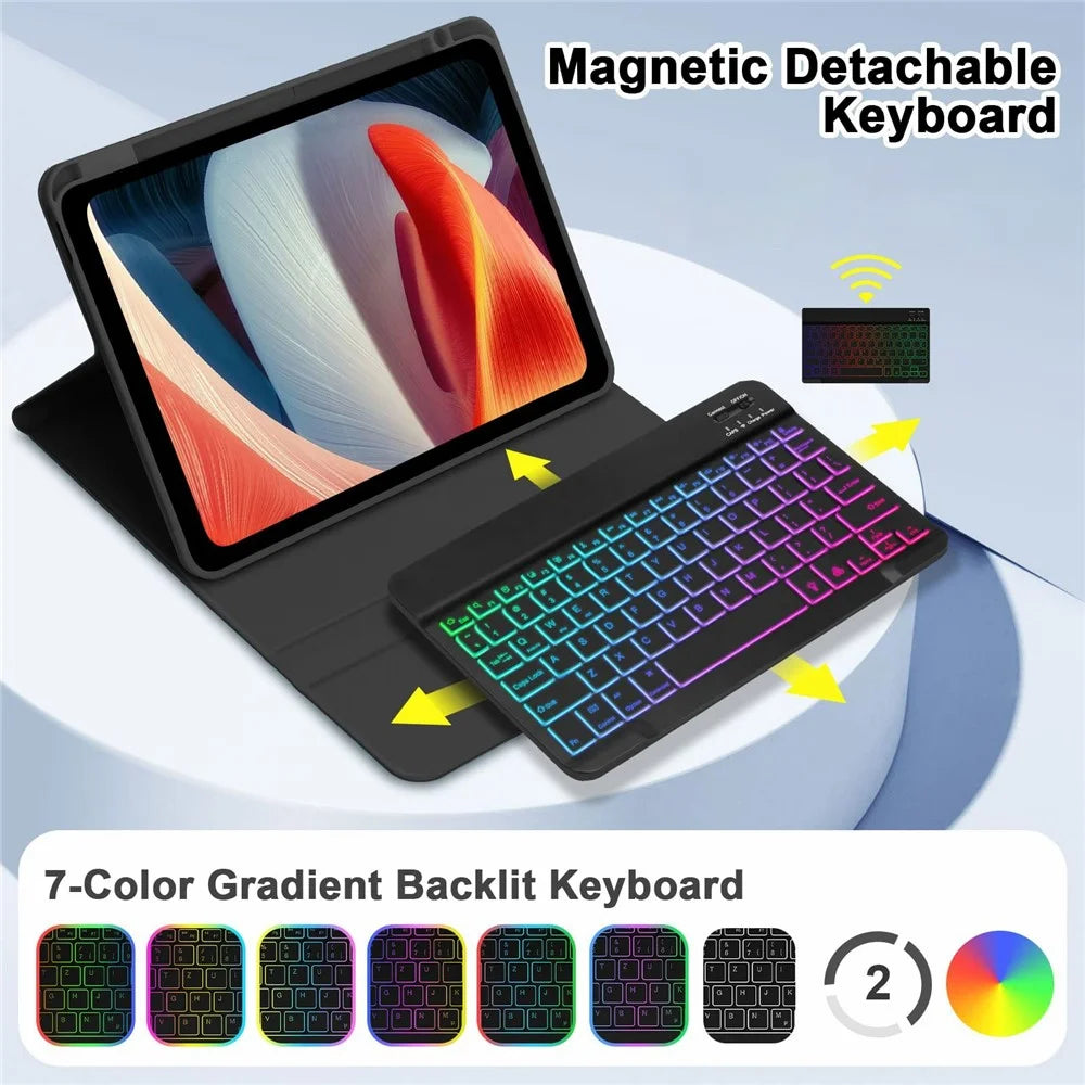 UP-1109 For iPad Air 11 (2026) / (2025) / (2024) / Air (2020) (2022) / Pro 11 (2020) / (2021) / (2022) Backlit Bluetooth-Compatible Keyboard Tablet Case - 2