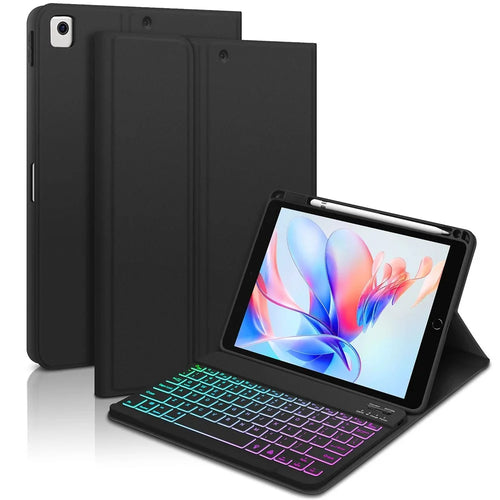 UP-1029 For iPad 10.2 (2021) /  (2019) / (2020) / Air 10.5 inch (2019) / Pro 10.5-inch (2017) Backlit Bluetooth-compatible Keyboard+PU Tablet Case - 1