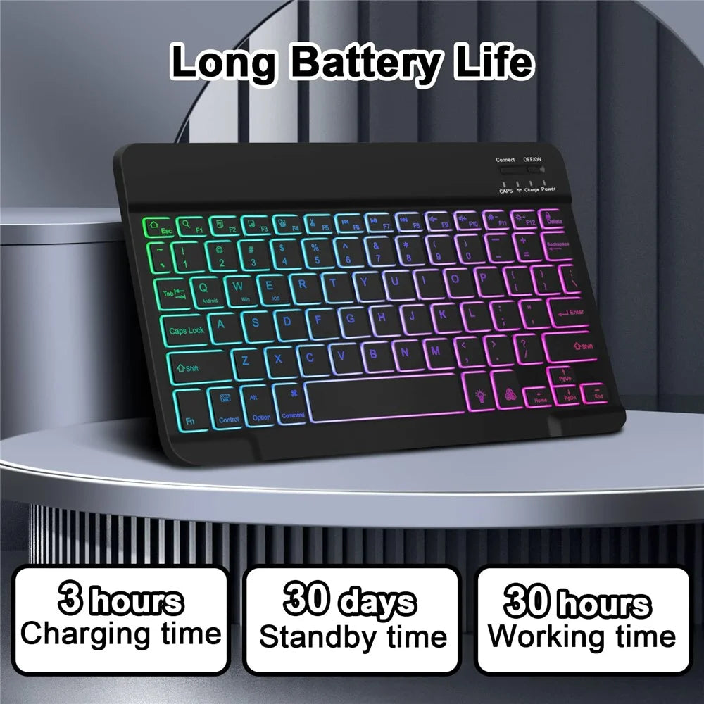 UP-1029 For iPad 10.2 (2021) /  (2019) / (2020) / Air 10.5 inch (2019) / Pro 10.5-inch (2017) Backlit Bluetooth-compatible Keyboard+PU Tablet Case - 5