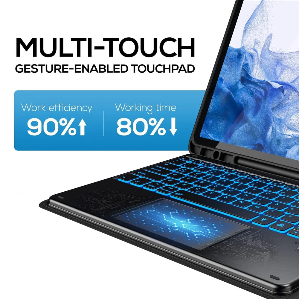 SK-780D For Samsung Galaxy Tab S8+ / S7 FE / S7+ Backlit Touchpad Bluetooth-compatible Keyboard with Protective Tablet Case - Black - 5