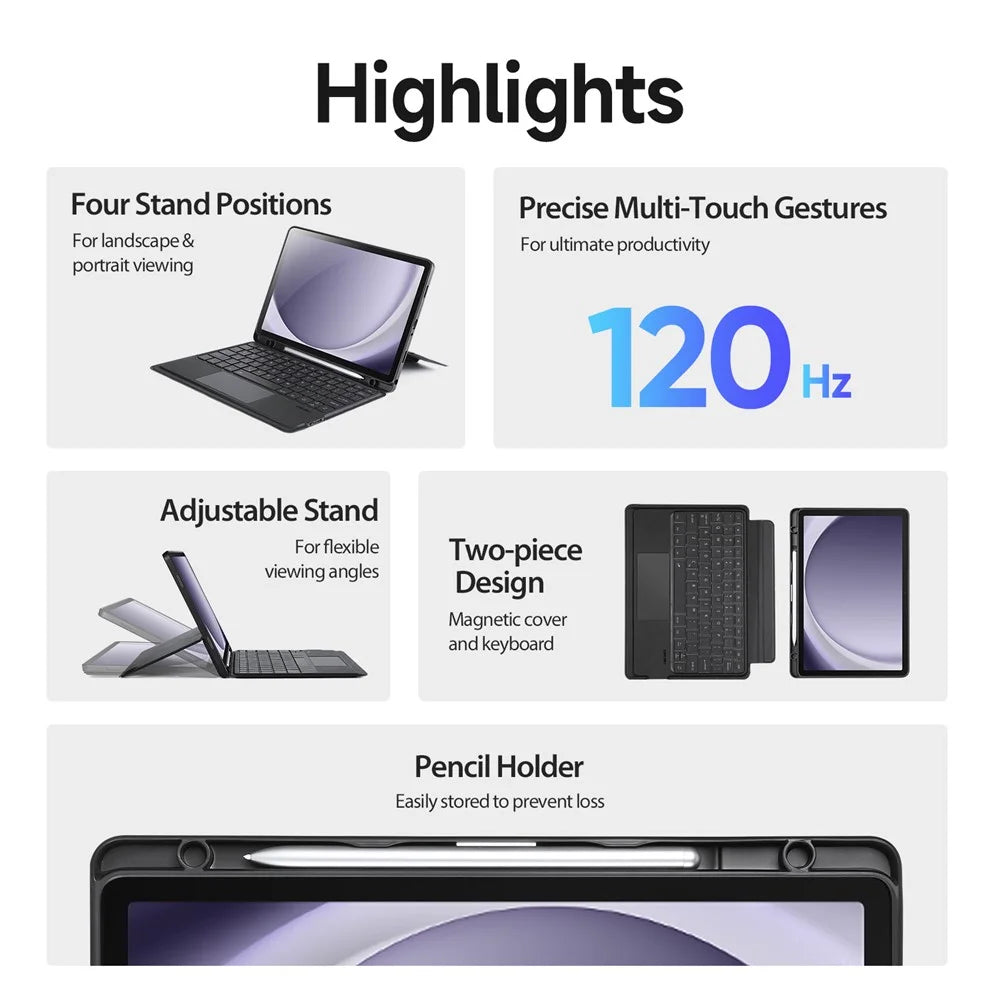 DUX DUCIS For Samsung Galaxy Tab A9+ PU Leather Case + Magnetic Detachable Keyboard with Pencil Holder - 4