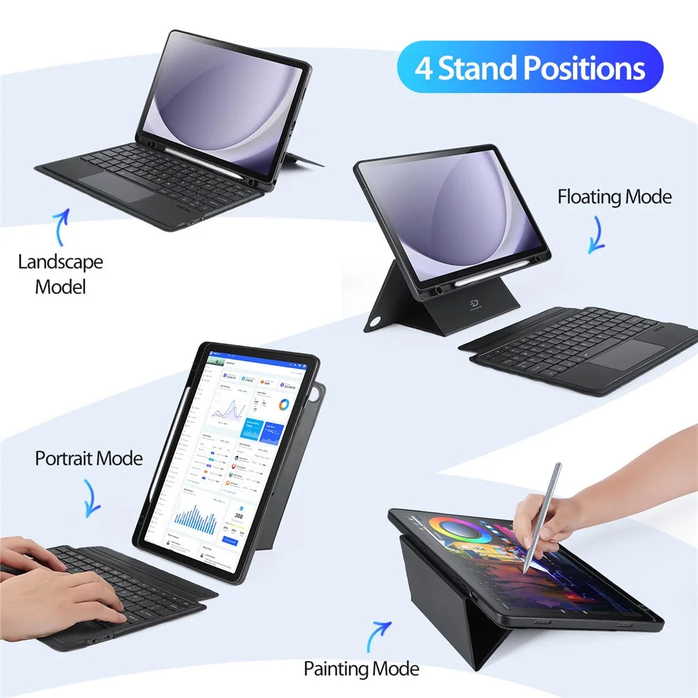 DUX DUCIS For Samsung Galaxy Tab A9+ PU Leather Case + Magnetic Detachable Keyboard with Pencil Holder - 7