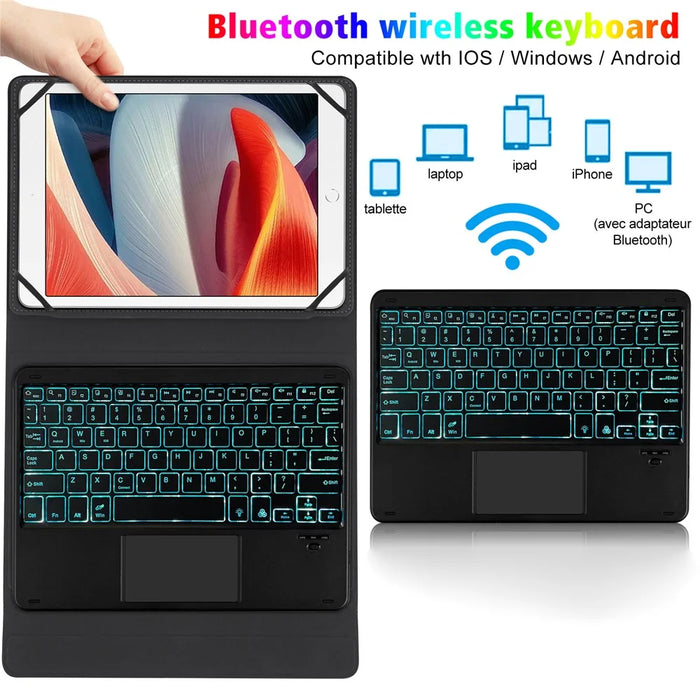 TY3316D Universal Bluetooth-compatible Keyboard Case for 9" to 11" Tablets (with Touchpad, Backlit) - 4