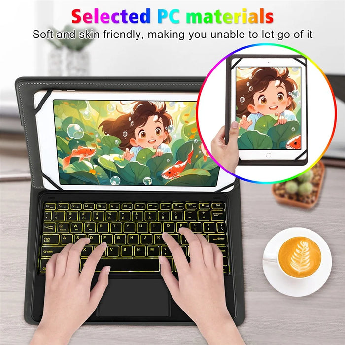 TY3316D Universal Bluetooth-compatible Keyboard Case for 9" to 11" Tablets (with Touchpad, Backlit) - 6