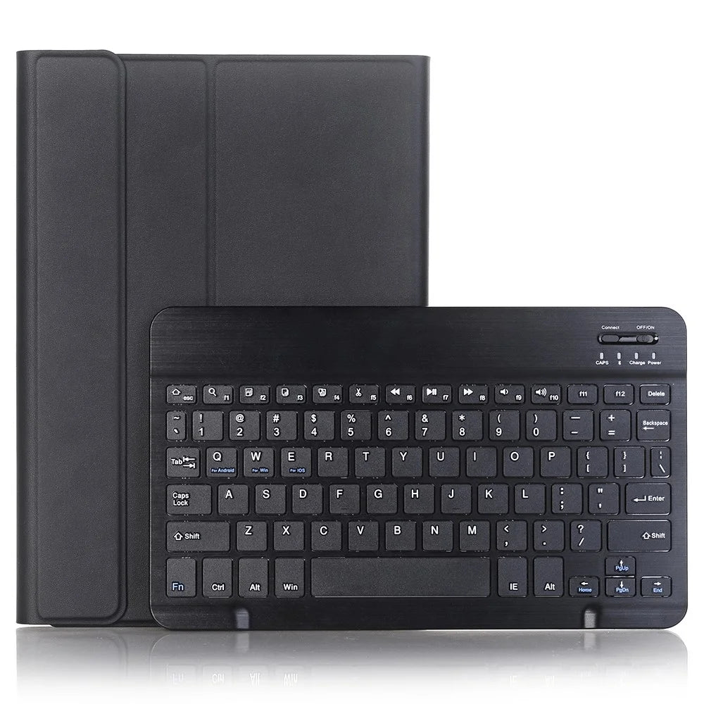 A710B For Samsung Galaxy Tab S10 Lite / S10 FE / S9 FE X510 X516 / S9 X710 X716B X718U Leather Cover + Bluetooth-Compatible Keyboard - Black - 1