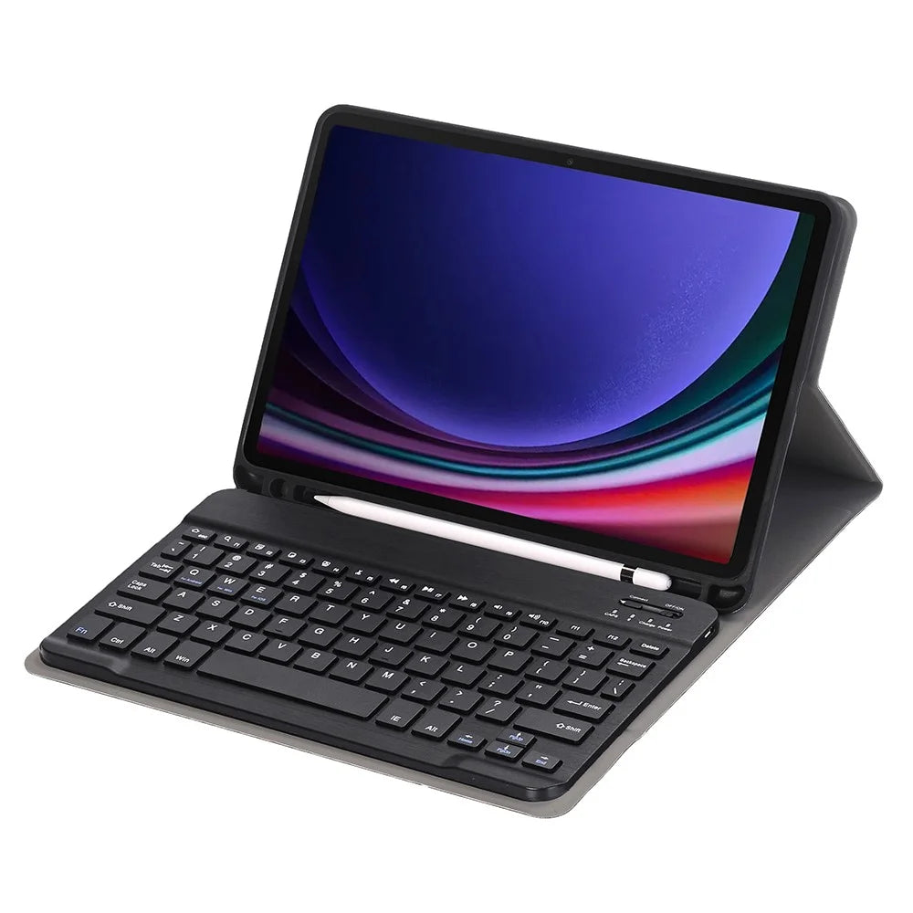 A710B For Samsung Galaxy Tab S10 Lite / S10 FE / S9 FE X510 X516 / S9 X710 X716B X718U Leather Cover + Bluetooth-Compatible Keyboard - Black - 2