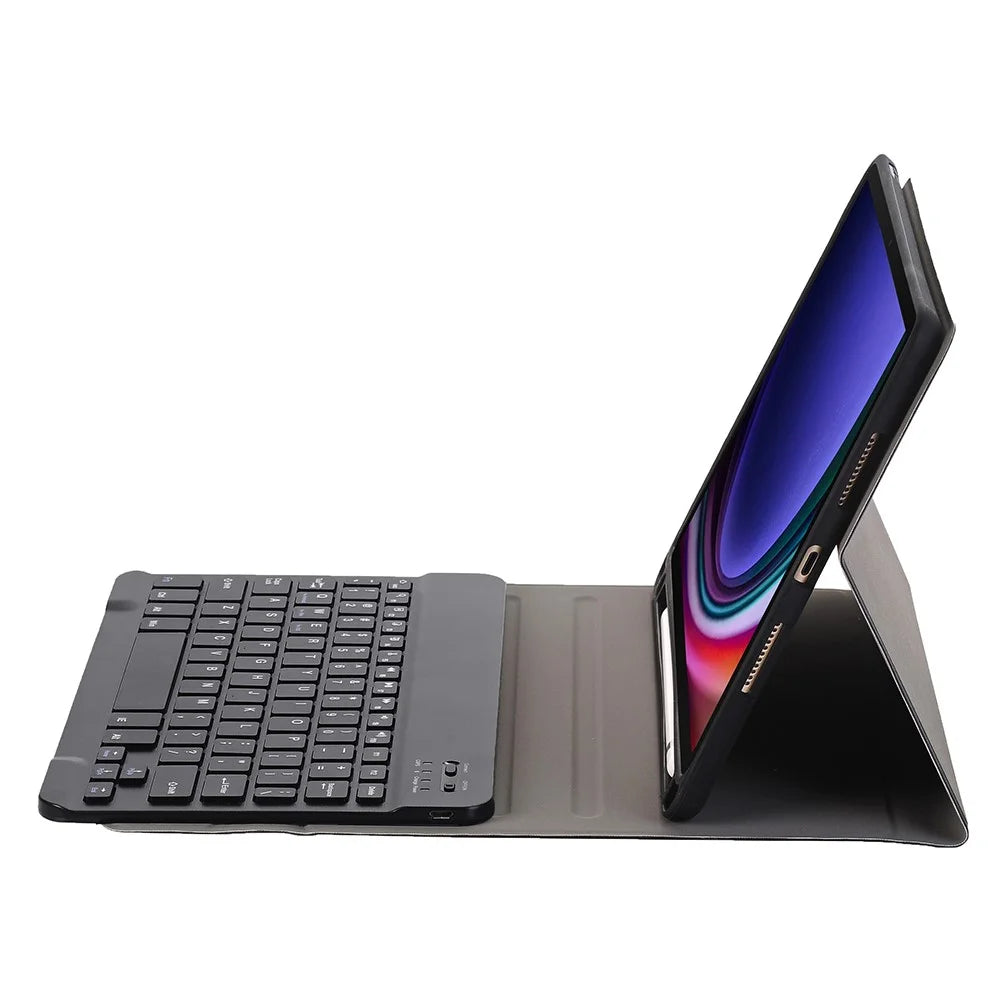 A710B For Samsung Galaxy Tab S10 Lite / S10 FE / S9 FE X510 X516 / S9 X710 X716B X718U Leather Cover + Bluetooth-Compatible Keyboard - Black - 4