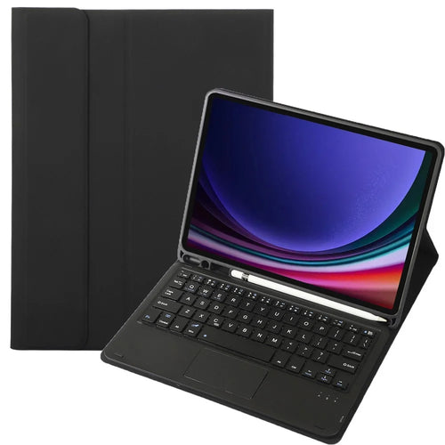 A710B-A For Samsung Galaxy Tab S10 Lite / S10 FE / S9 FE X510 X516 / S9 X710 TPU Case with Touchpad Bluetooth-Compatible Keyboard - Black - 1