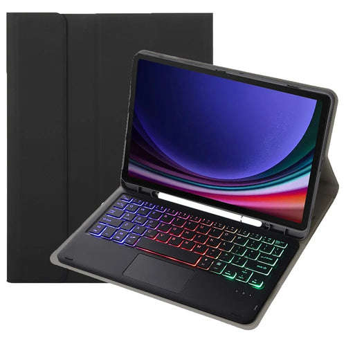 A710B-AS For Samsung Galaxy Tab S10 FE / S9 FE X510 X516 / S9 X710 X716B X718U Bluetooth-Compatible Keyboard Tablet Case - Black - 1