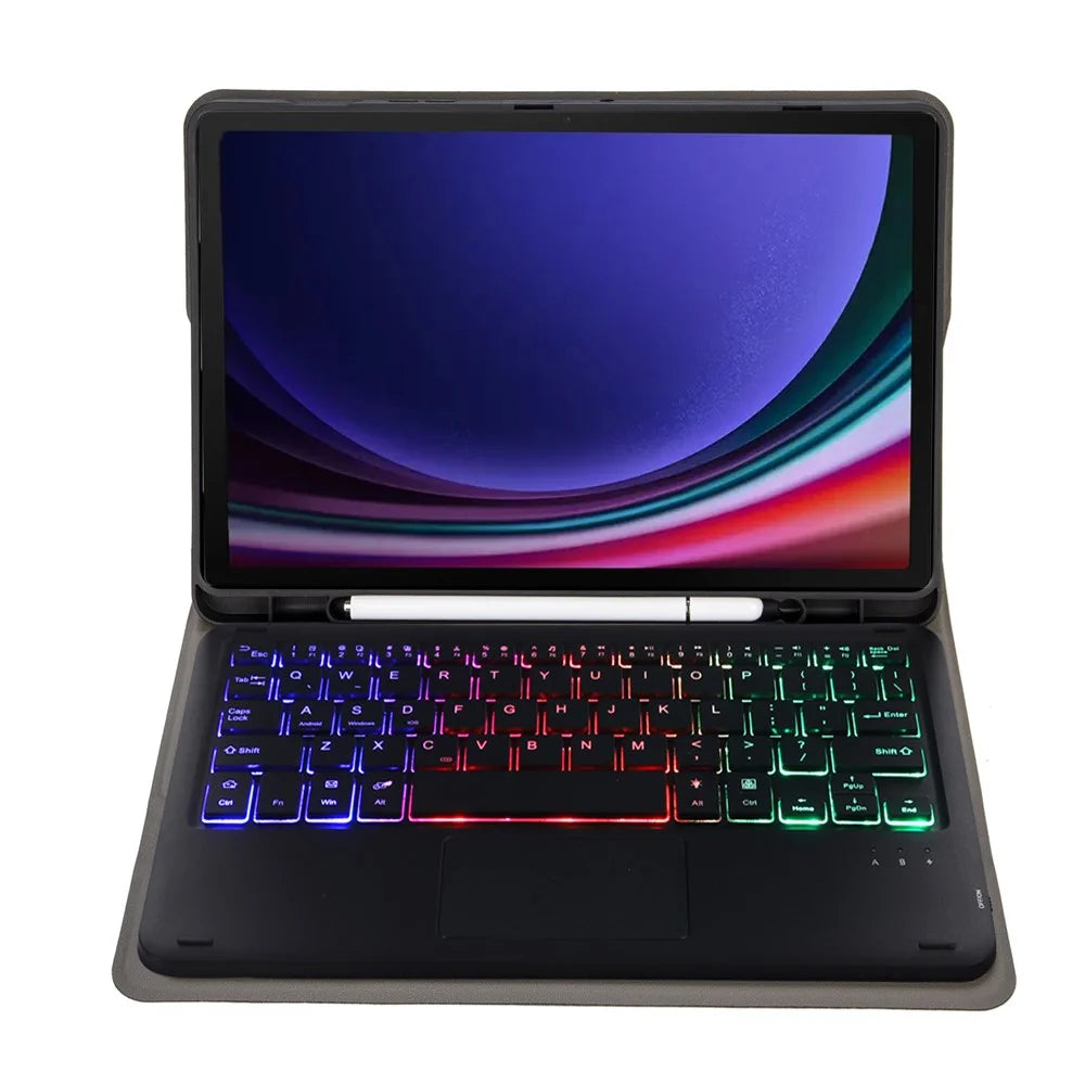A710B-AS For Samsung Galaxy Tab S10 FE / S9 FE X510 X516 / S9 X710 X716B X718U Bluetooth-Compatible Keyboard Tablet Case - Black - 4