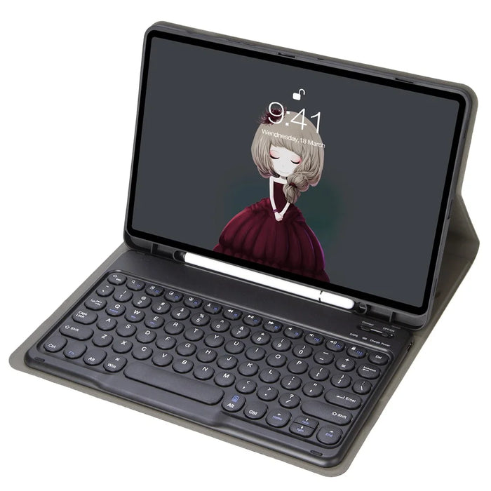 YA710B For Samsung Galaxy Tab S10 Lite / S10 FE / S9 FE X510 X516 / S9 X710 Round Key Cap Bluetooth-Compatible Keyboard TPU Tablet Case - Black - 3