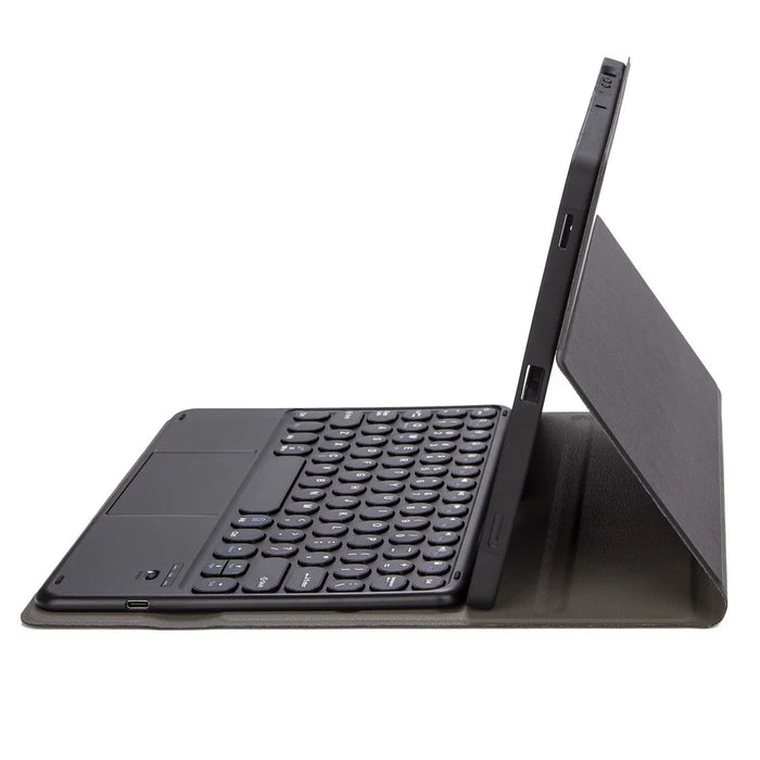 YA710B-A For Samsung Galaxy Tab S10 Lite / S10 FE / S9 FE X510 X516 / S9 X710 Round Key Cap Touchpad Bluetooth-Compatible Keyboard Case - Black - 5