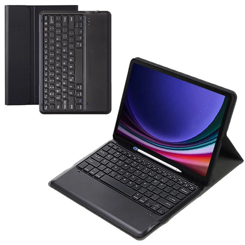 A810B For Samsung Galaxy Tab S10+ / S9 FE+ / S9+ 12.4" X610 / X616 Detachable Bluetooth-compatible Keyboard Case Pencil Slot Tablet Case - Black - 1