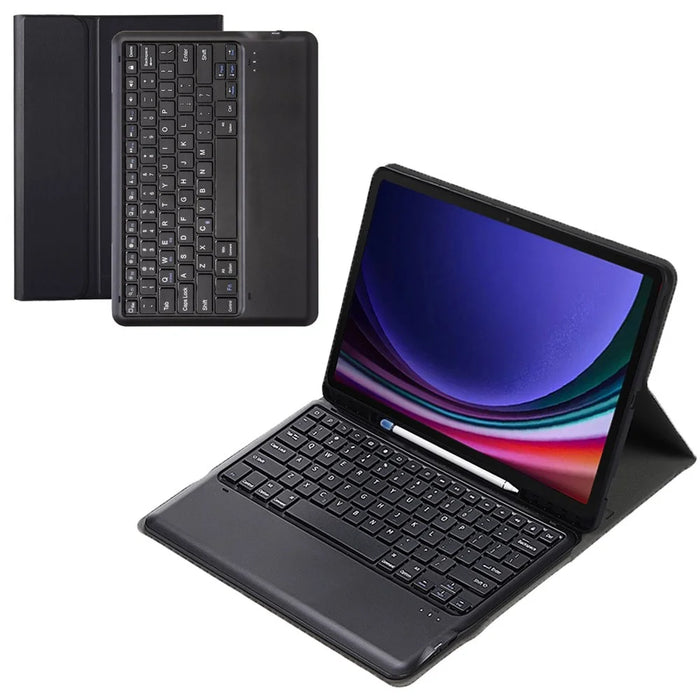A810B For Samsung Galaxy Tab S10+ / S9 FE+ / S9+ 12.4" X610 / X616 Detachable Bluetooth-compatible Keyboard Case Pencil Slot Tablet Case - Black - 1