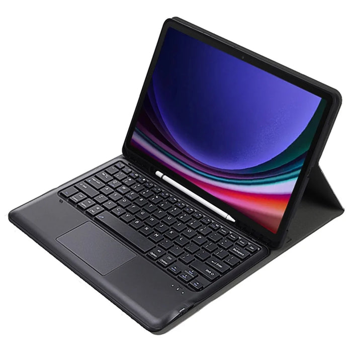 A810B-A For Samsung Galaxy Tab S10+ / S9 FE+ / S9+ 12.4" X610 / X616 Bluetooth-compatible Keyboard with Touchpad Pencil Slot Tablet Case - Black - 3