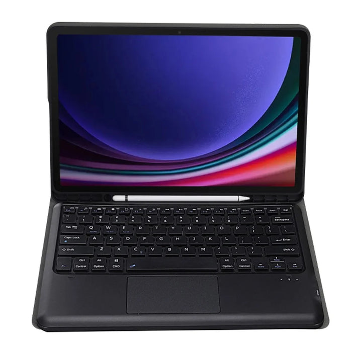 A810B-A For Samsung Galaxy Tab S10+ / S9 FE+ / S9+ 12.4" X610 / X616 Bluetooth-compatible Keyboard with Touchpad Pencil Slot Tablet Case - Black - 4