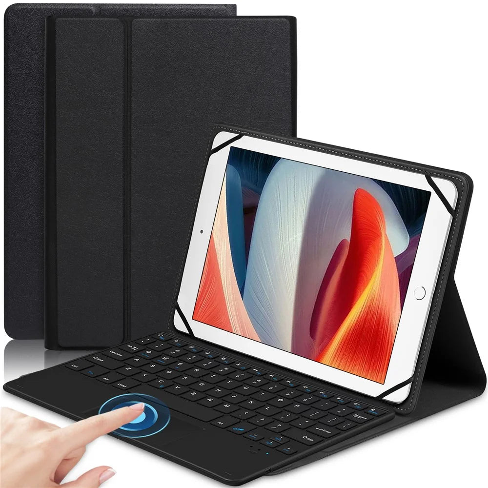 TY3316 Universal 9-11 inch Tablet Protective Cover Touchpad Bluetooth-compatible Keyboard Leather Stand Case - Black - 1