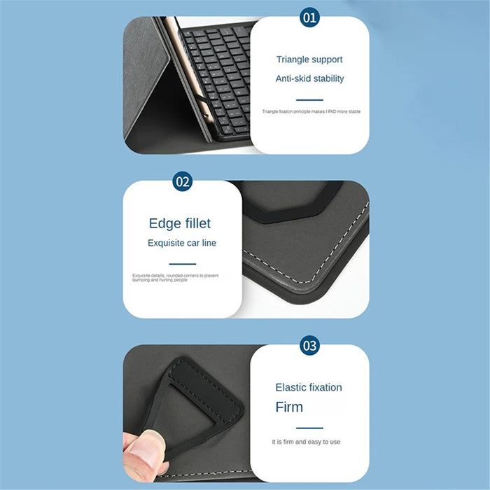 TY3316 Universal 9-11 inch Tablet Protective Cover Touchpad Bluetooth-compatible Keyboard Leather Stand Case - Black - 6