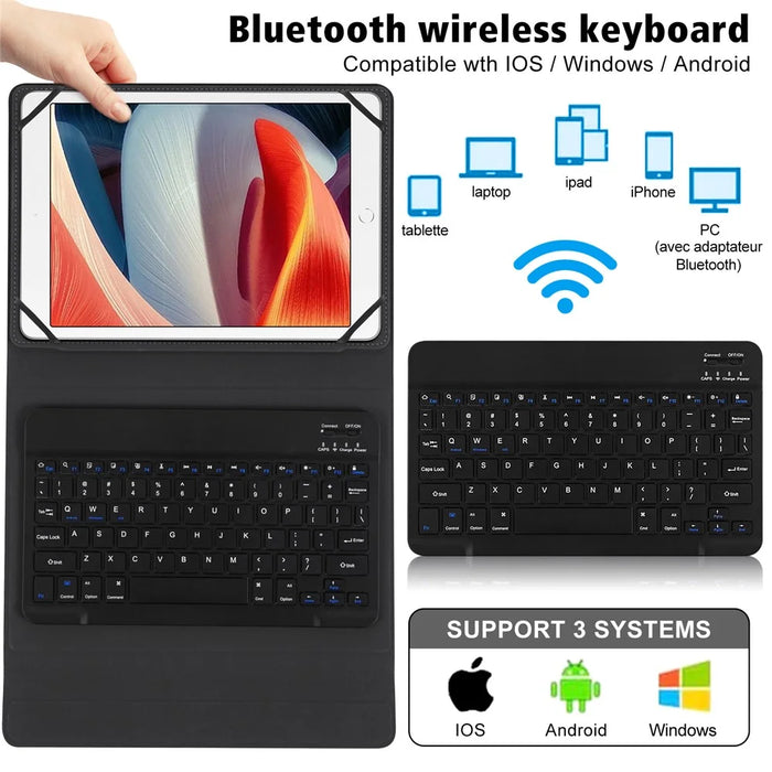 TY3316 Universal 9-11 inch Tablet Protective Cover Bluetooth-compatible Keyboard PU Leather Stand Case - Black - 4