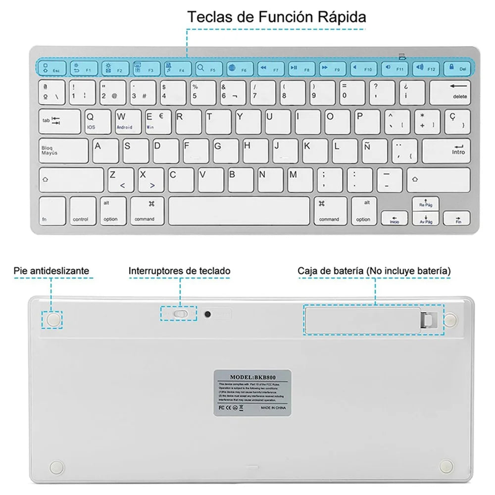 X5 (SP) Spanish Universal Wireless Bluetooth-compatible Keyboard for Smart Phone / Tablet - 5