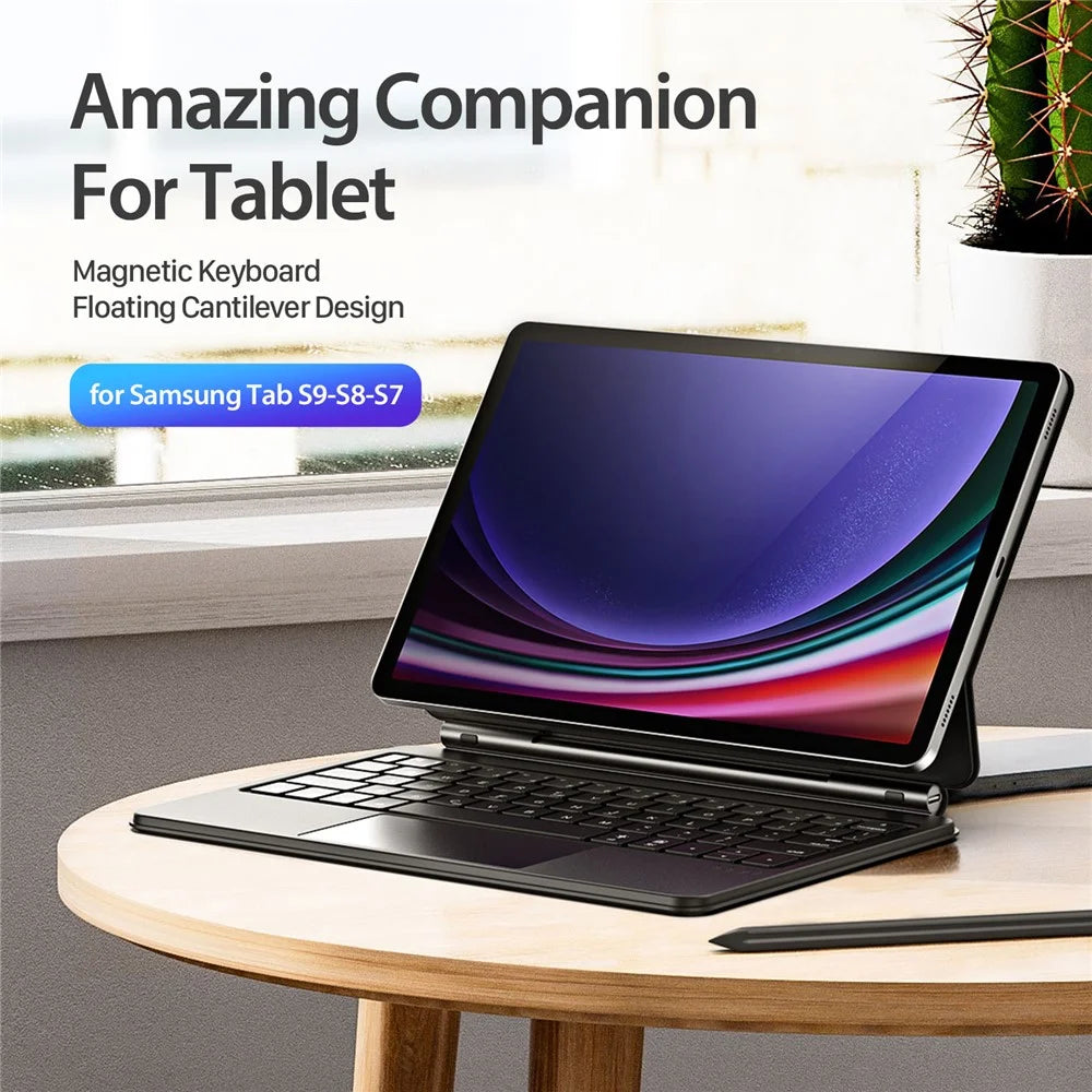 DUX DUCIS For Samsung Galaxy Tab S10 Lite / S10 FE / S9 FE / S9 / S8 / S7 Floating Magnetic Keyboard Leather Tablet Case - 4