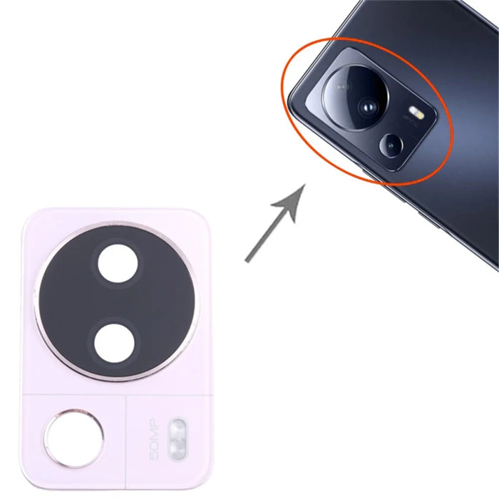 For Xiaomi 13 Lite OEM Back Camera Lens Holder Cover with Glass Part (without Logo) - Pink - 3