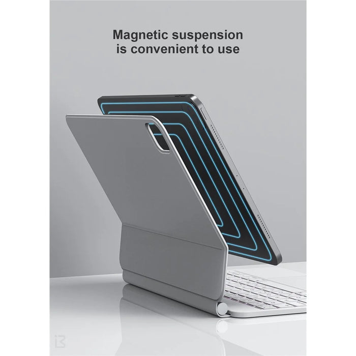 BENWIS ID-MKB For iPad Air (2020) Magnetic Suspension Leather Tablet Cover Bluetooth-compatible Keyboard - White - 5