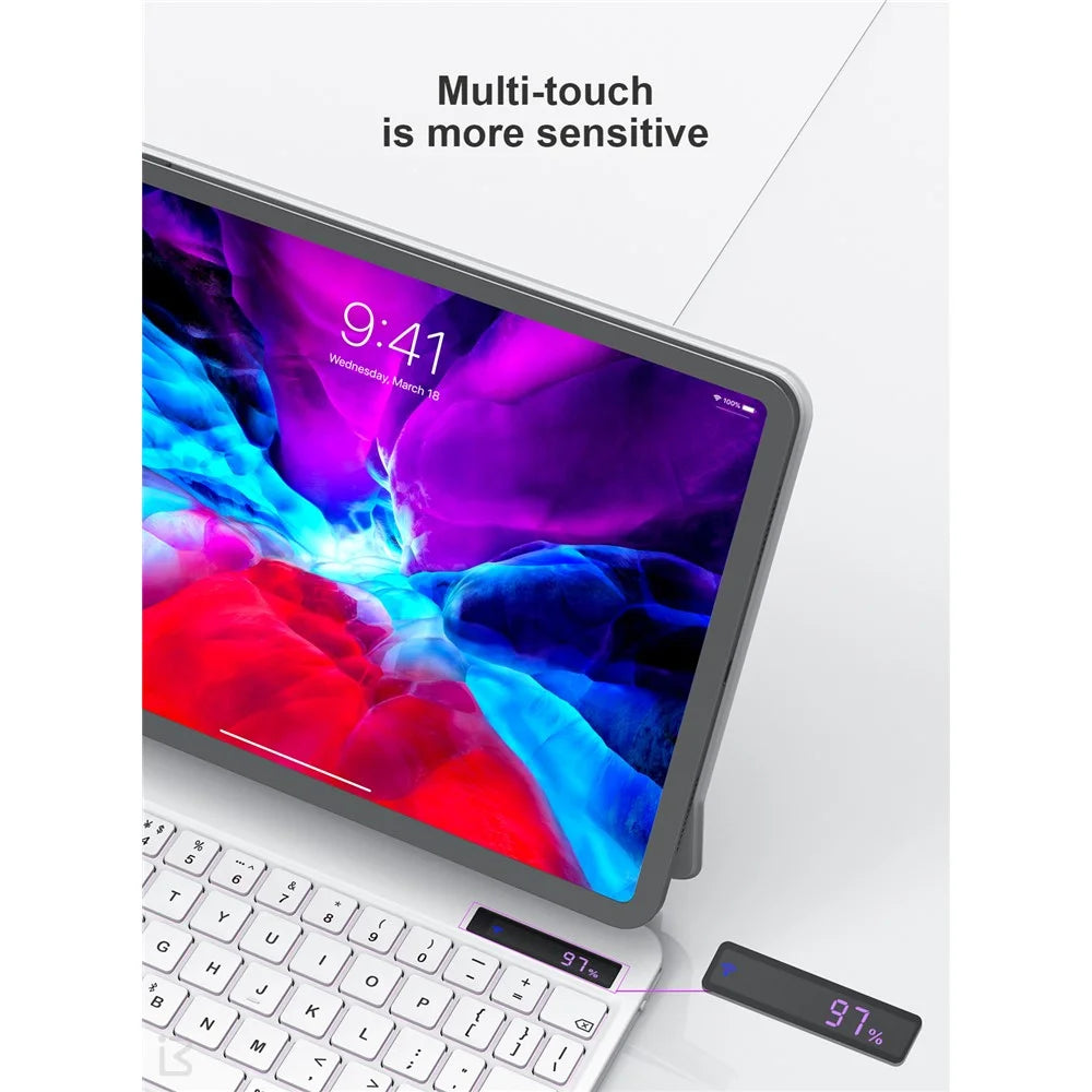 BENWIS ID-MKB For iPad Pro 12.9 (2022) / (2021) / (2020) / (2018) Magnetic Suspension Leather Tablet Stand Case Bluetooth-compatible Keyboard - White - 7
