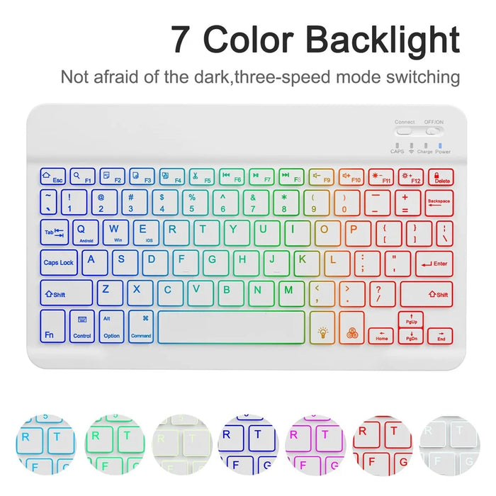 SK-A9+RGB For Samsung Galaxy Tab A9+ SM-X210 / X216 / X218 Leather Tablet Case with Detachable RGB Backlit Keyboard - Sky Blue - 3