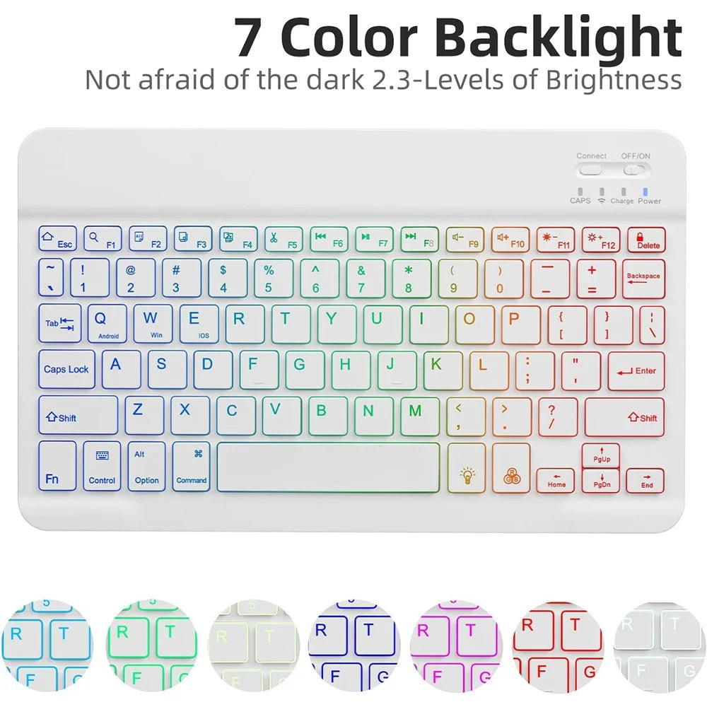 SD-X710 For Samsung Galaxy Tab S7 / S8 / S9 / S10 FE / S9 FE 11 inch PU Tablet Case Backlit Bluetooth-Compatible Keyboard - Baby Blue - 4