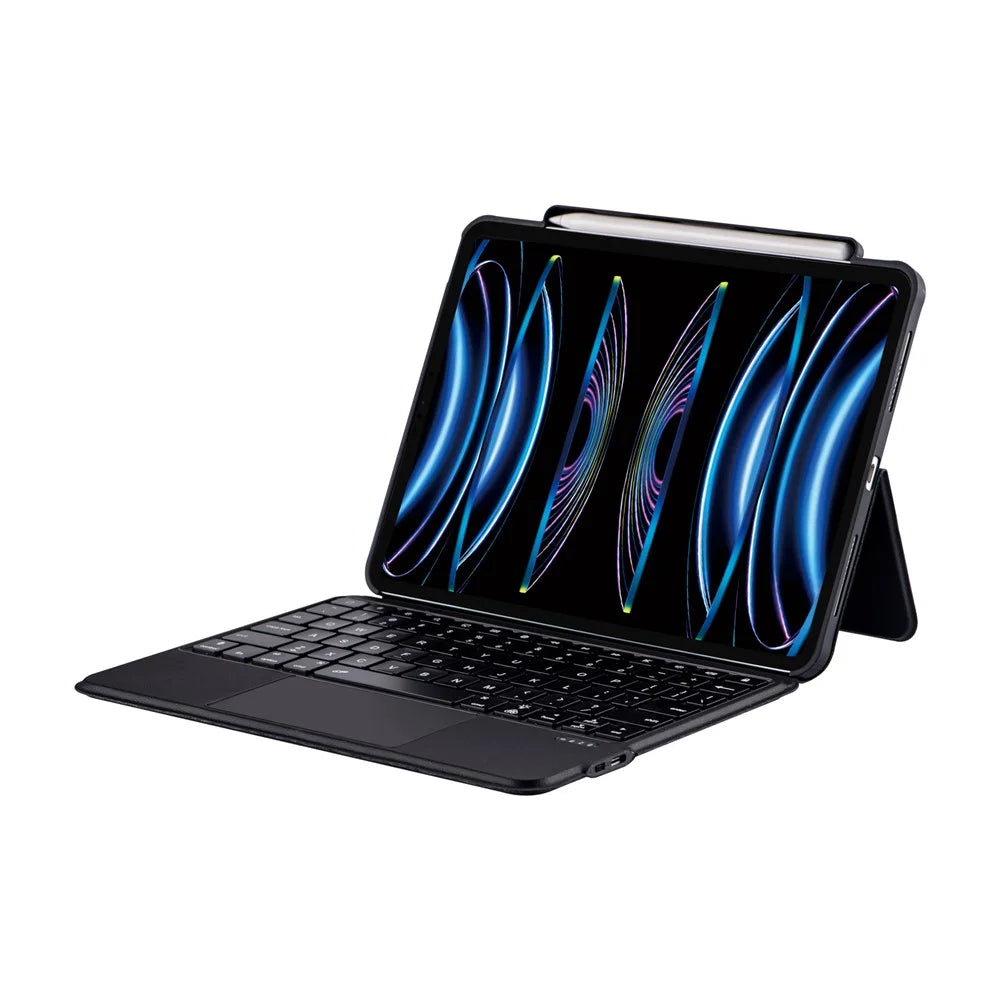 5206D-3B For iPad Air 11 (2026) / (2025) / (2024) / Air (2020) (2022) / Pro 11 (2018) / (2020) / (2021) / (2022) Bluetooth-Compatible Keyboard Case - Black - 2