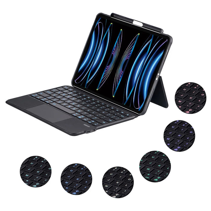 5206D-3A For iPad (2025) / 10.9 (2022) Super Thin Bluetooth-Compatible Keyboard Tablet Protective Case - Black - 1
