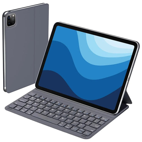 1035 Bluetooth-Compatible Keyboard Tablet Case for iPad Air 11 (2026) / (2025) / (2024) / Air (2022) / (2020) / Pro 11(2022) / (2021) / (2020) / (2018) - Grey - 1
