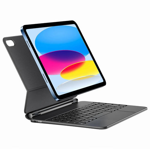 X8 For iPad (2025) / 10.9 (2022) Magnetic Leather Tablet Case Bluetooth-Compatible Keyboard with Touchpad - Black - 1
