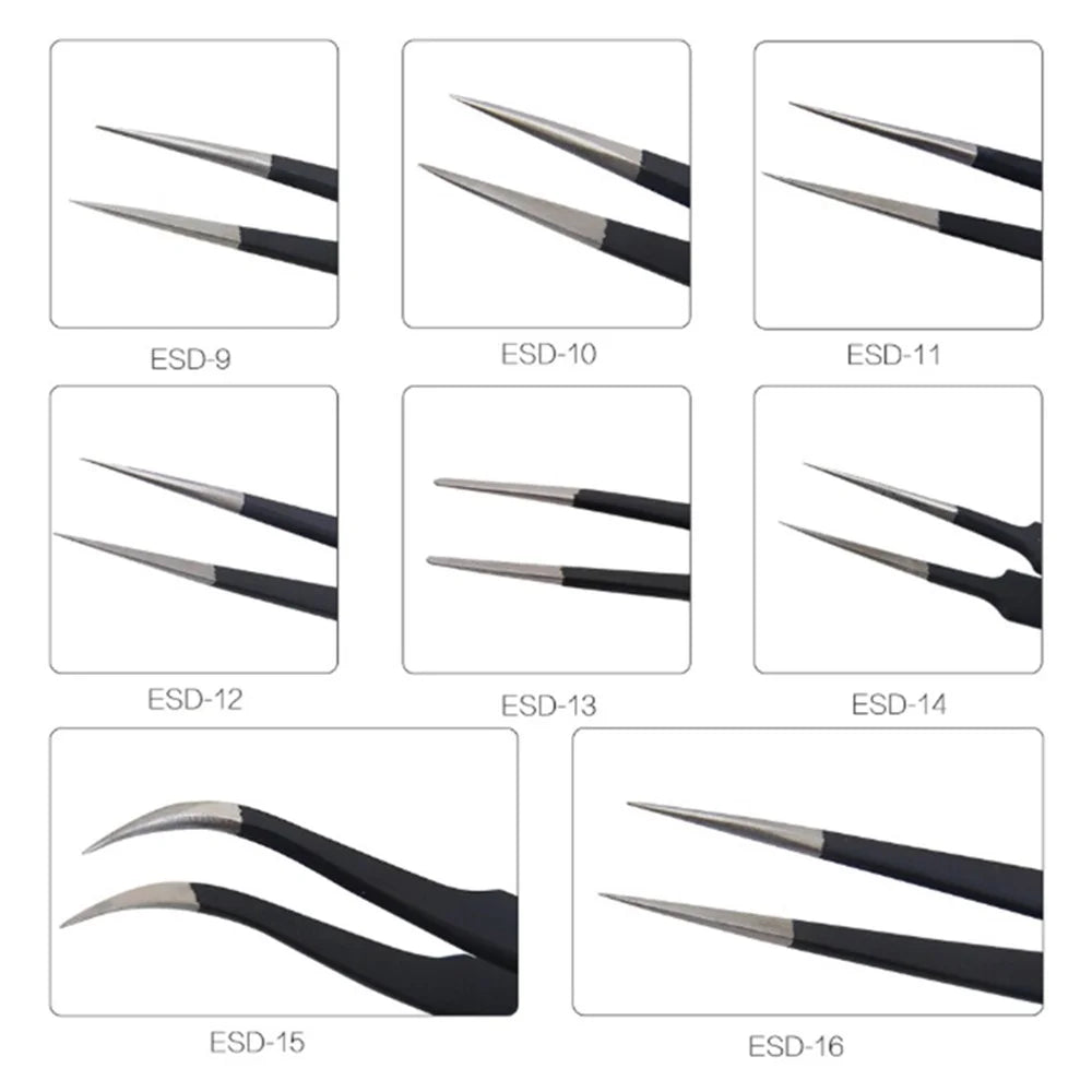 BEST ESD Series Precision Anti-static Stainless Steel Tweezers - ESD-11 - 3