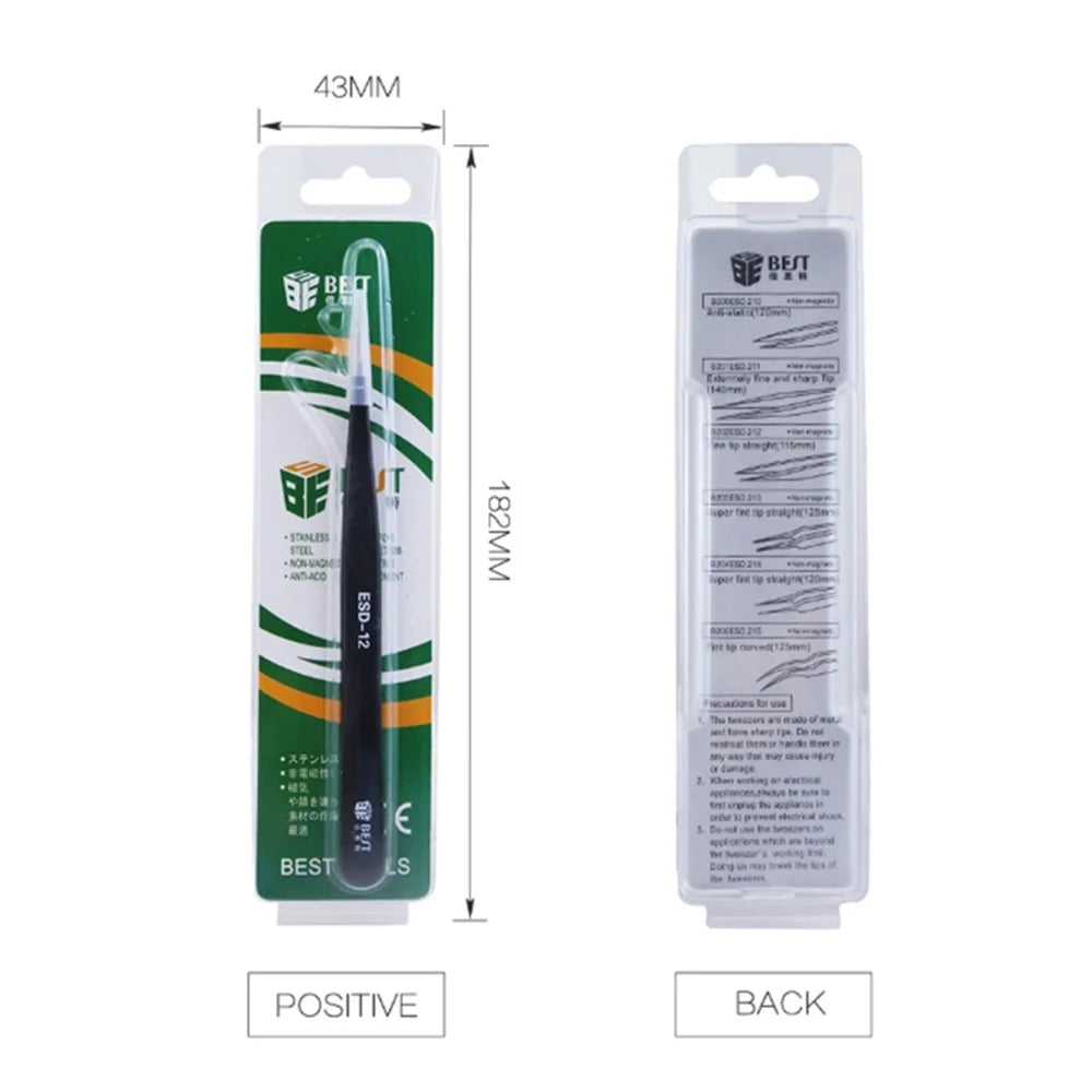 BEST ESD Series Precision Anti-static Stainless Steel Tweezers - ESD-11 - 5
