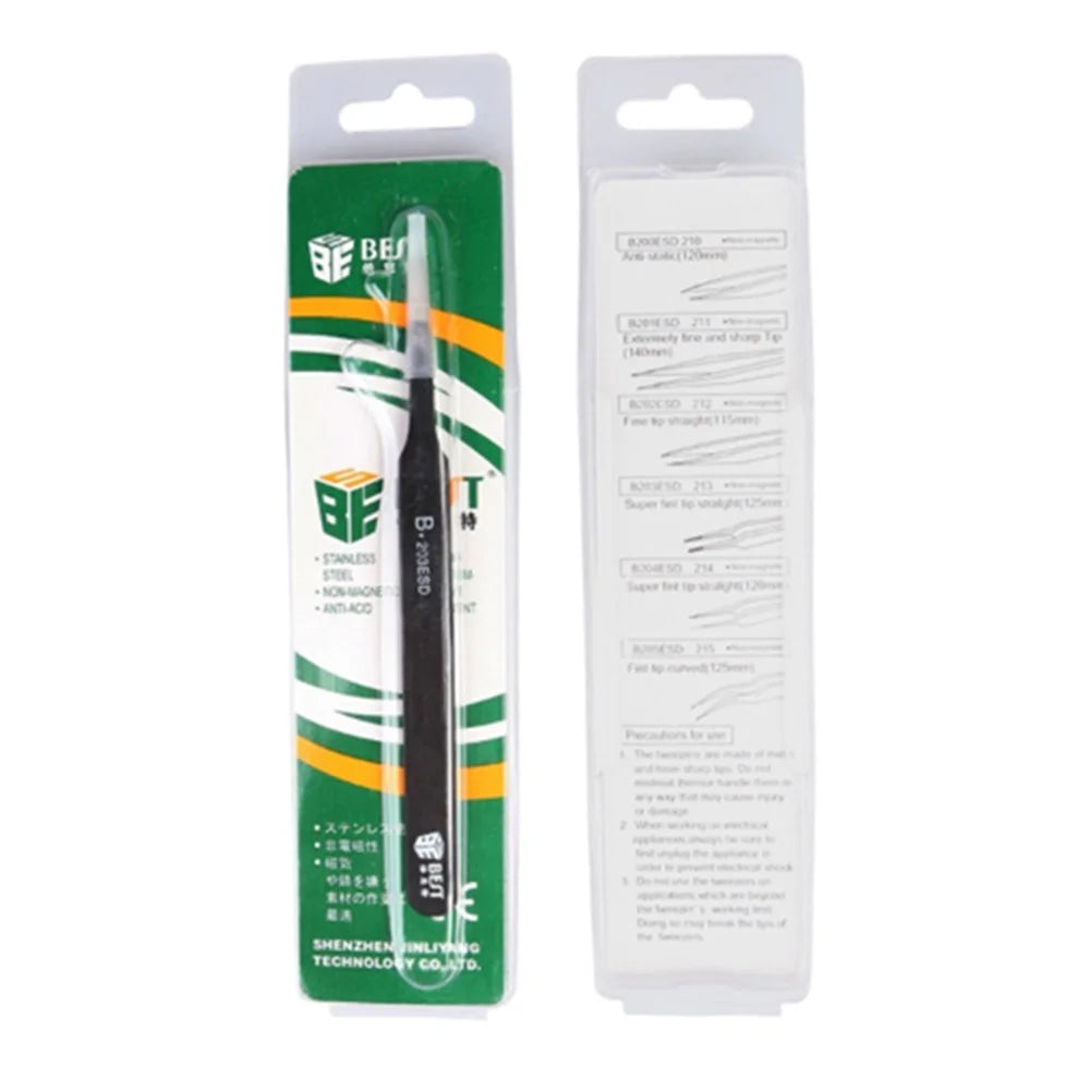 BEST BST-203ESD Mobile Repair Precision Anti-static Stainless Steel Tweezers - 5