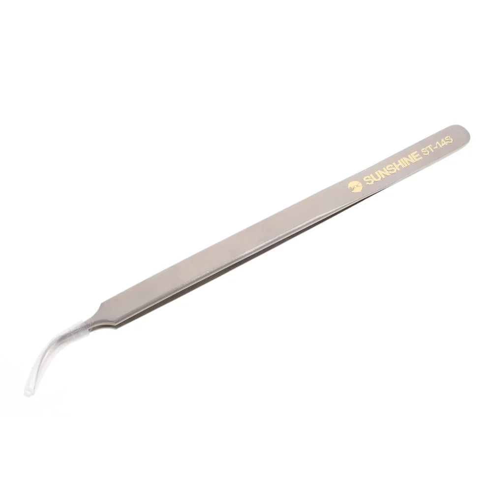 SUNSHINE ST-14S High Strength Metal Professional Curved Tip Tweezers - 1