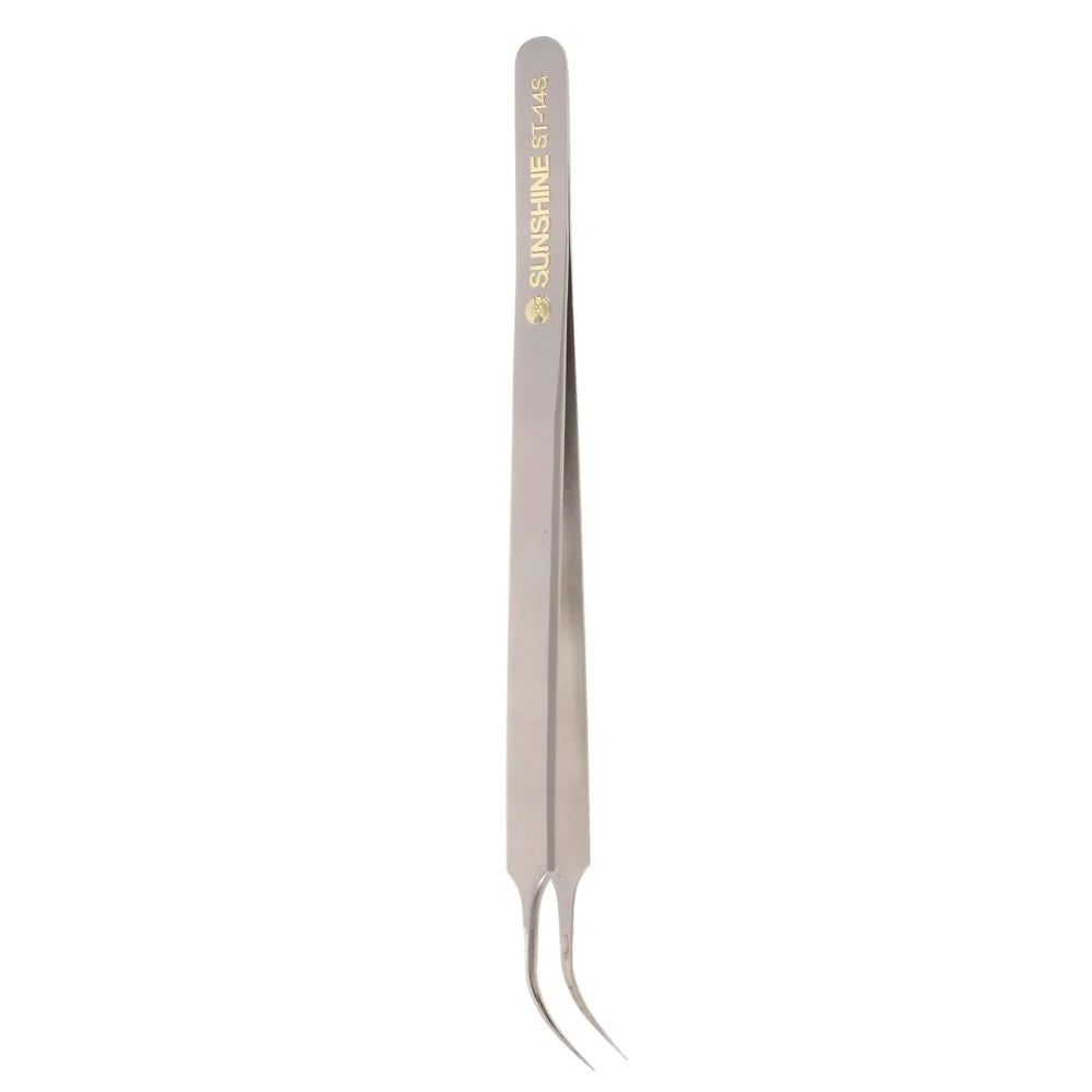 SUNSHINE ST-14S High Strength Metal Professional Curved Tip Tweezers - 6